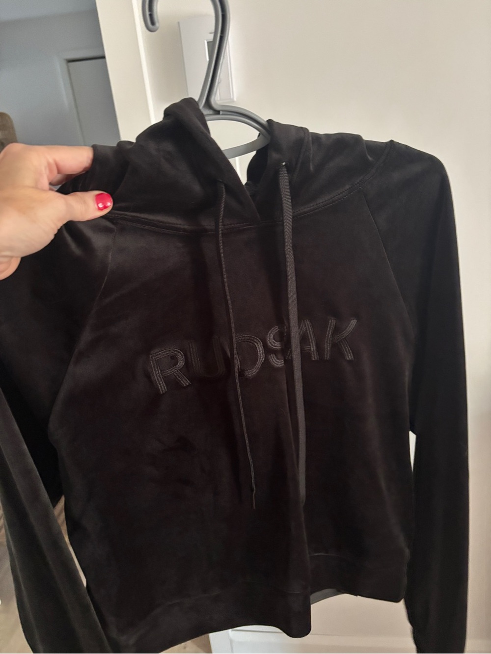 RUDSAK Black Velour Hoodie with Embroidered Logo - Picture 2 of 2